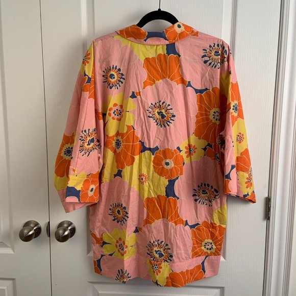 Zara Cotton Floral Print Oversized Shirt With Matching Bucket Hat Size XS - Picture 10 of 15